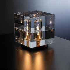 Lámpara de mesa de cristal cuadrada