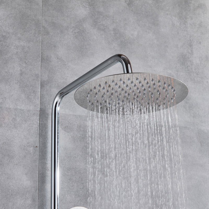 Ensemble de douche thermostatique à double poignée, mitigeur bain-douche à effet pluie avec douchette, montage mural, chromé (1)