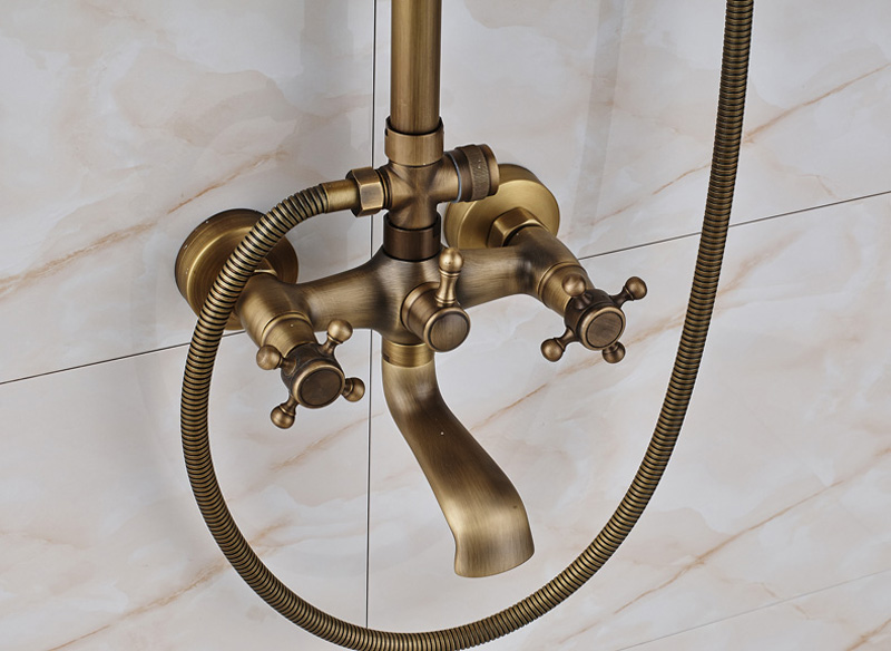 Ensemble de robinets de douche muraux en laiton antique, ensembles de robinets de douche et de baignoire