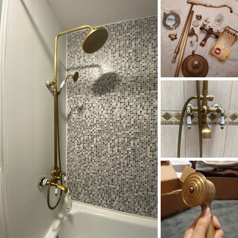 Ensemble de robinets de douche muraux en laiton antique, ensembles de robinets de douche et de baignoire