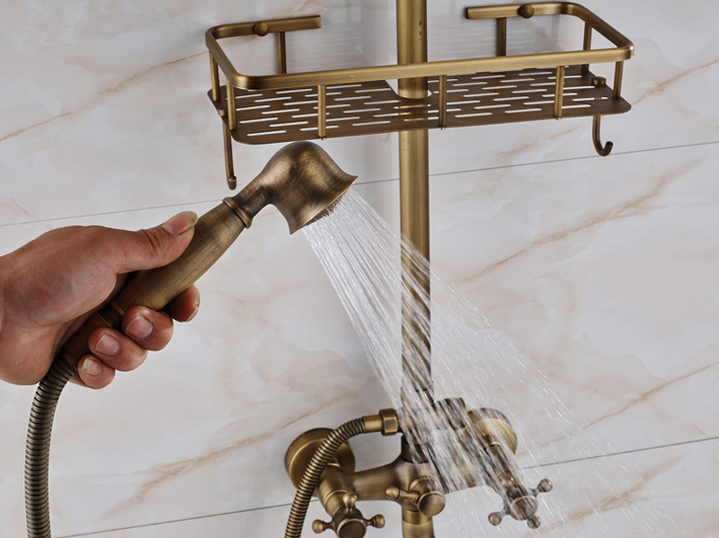 Ensemble de robinets de douche muraux en laiton antique, ensembles de robinets de douche et de baignoire