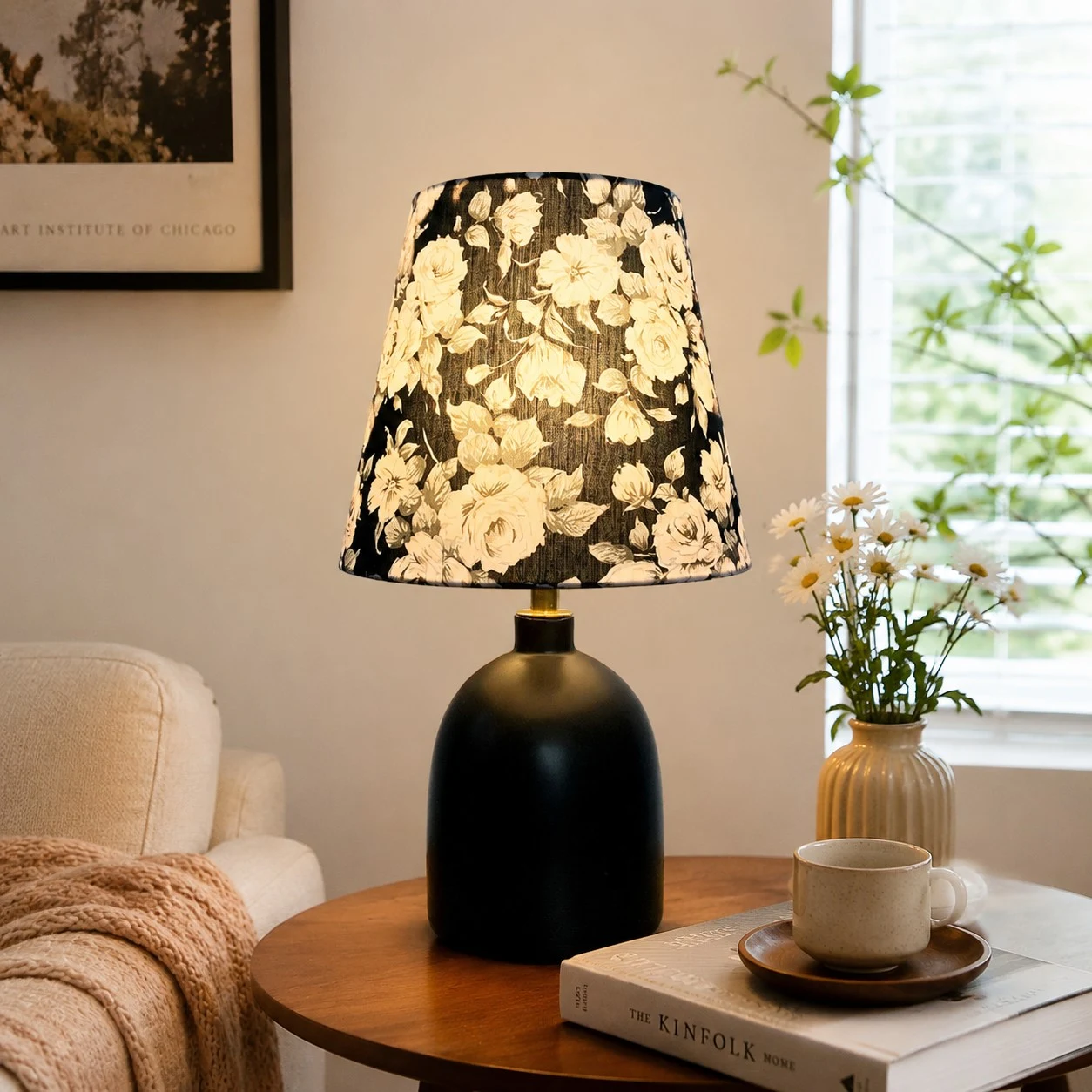 Black Floral lit scene