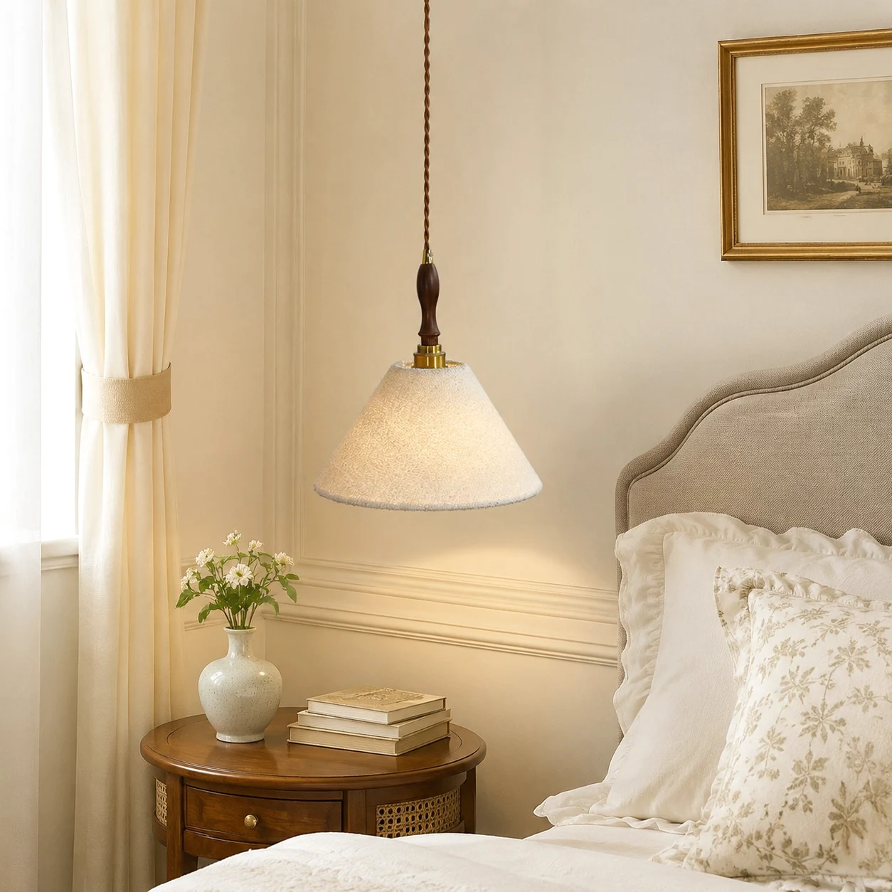 Bedside warm pendant scene