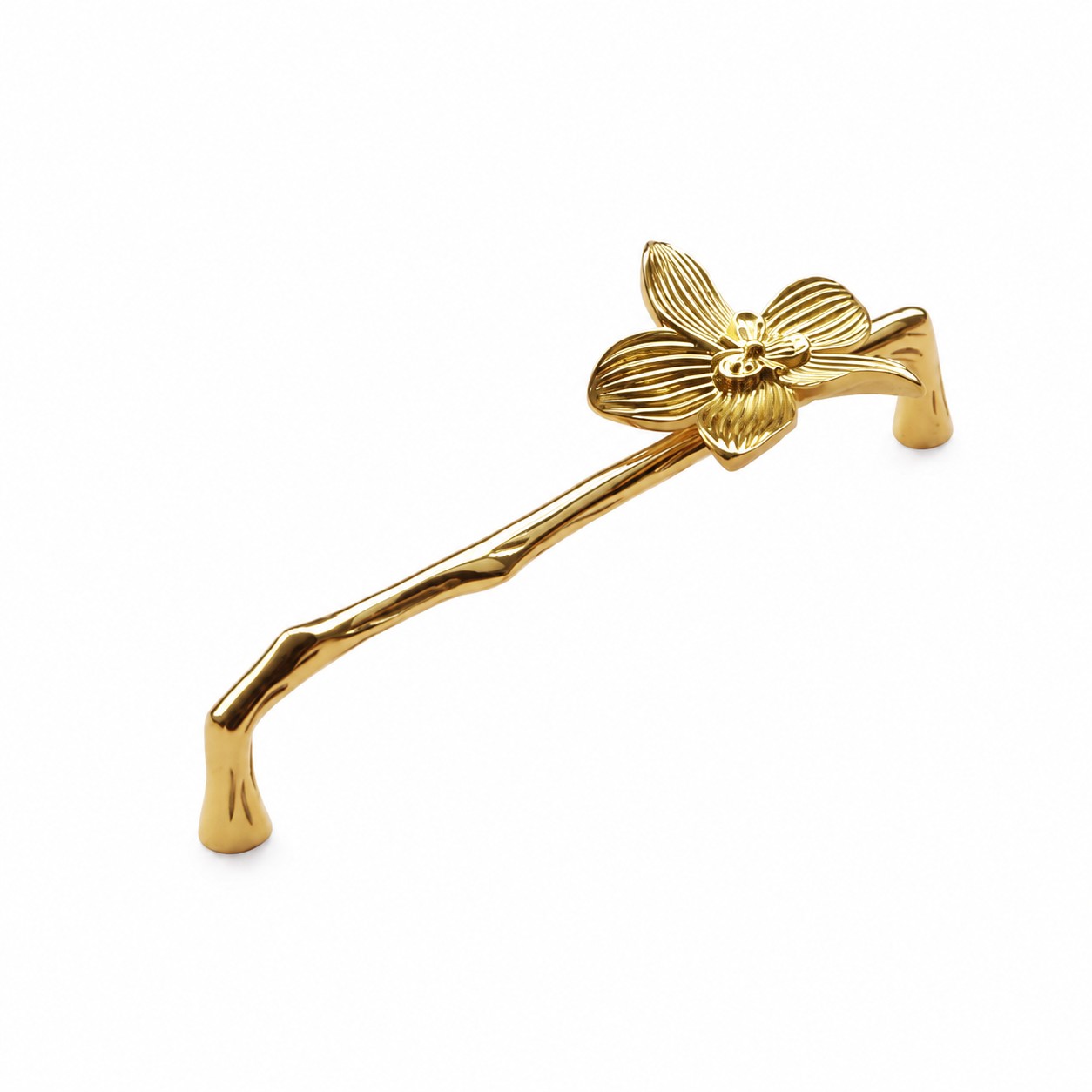 Five-Petal Flower brass cabinet handle with 6.3 in c-c / 16.0 cm c-c mounting